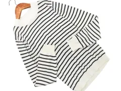 earth music&ecology アースミュージック＆エコロジー ハイネック ボーダー ニット セーター sizeM/白ｘ黒 ◇■ レディース