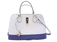 Samantha Thavasa サマンサタバサ レザー 鍵 付き ハンド バッグ 白ｘ紺 ■■ レディース