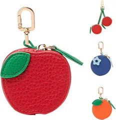 POPULAR MARKET コインケース レディース ミニ 小物入れ ポーチ 小さい キーホルダー おしゃれ 小銭 財布 果物柄 フルーツ 可愛い 紛失防止 チャーム ファッション (レッド)