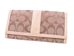 COACH コーチ シグネチャー フラップ 長 財布 オフホワイトｘベージュ ■■ レディース