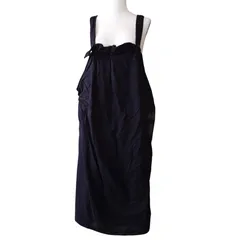 ワイズ　Y.s　ヨウジヤマモト　yohji yamamoto　ジャンパースカート　ロングワンピース　縮絨　変形　レイヤード　アシンメトリー　ウール　コットン　ブラック　黒　2　M