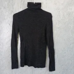 UNIQLO ユニクロ エクストラファインメリノリブタートルネックセーター 長袖 Lサイズ ダークグレー ウール100% レディース ◇〇