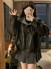 ジャケット レディース ショート丈 レザージャケット 裏起毛 裏ボア コート 防風 厚手 アウター 体型カバー ボアアウター ゆったり 秋 冬 