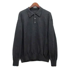 クレプスキュール crepuscule Knit Polo ニット ポロシャツ 長袖 チャコールグレー 2 2301-011