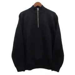 未使用品 ザラ ZARA ハイネック ハーフジップ セーター ブラック 黒 L 6674/303/800