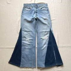 1994年　MADE IN USA　アメリカ　米国製　Levi's 501xx　サンアンジェロ工場　ボタン裏552　リーバイス　再構築　ドッキング　袴シルエット　ベルボトム　フレアデニム　ジーンズ　ダメージ　赤タグ　M相当　Y2K　希少　buggy flare