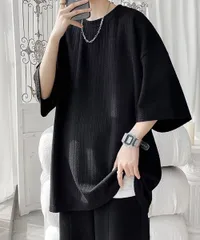 メンズ Tシャツ クルーネック トップス【カラー：ブラック　商品コード：33NZ-001】