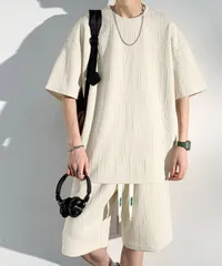 メンズ 半袖tシャツ ハーフパンツセット【カラー：アイボリー　商品コード：84JIQI-005】