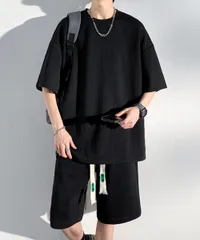 メンズ 半袖tシャツ ハーフパンツセット【カラー：ブラック　商品コード：84JIQI-005】