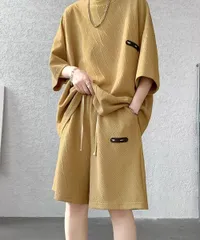 メンズ 半袖tシャツ ハーフパンツセット【カラー：ベージュ　商品コード：84JIQI-006】