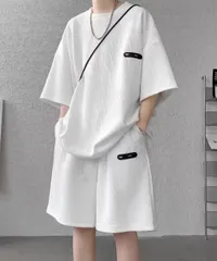 メンズ 半袖tシャツ ハーフパンツセット【カラー：ホワイト　商品コード：84JIQI-006】
