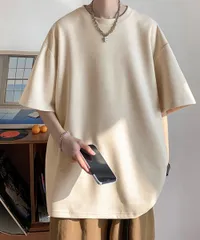 メンズtシャツ 半袖 スエード調Tシャツ【カラー：ベージュ　商品コード：87MP-001】