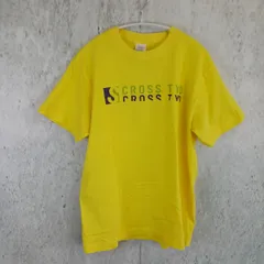 Tシャツ 半袖 丸首 トップス レディース 100%コットン イエロー Mサイズ □〇