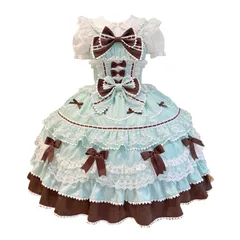 ジャンパースカート ロリータ服 ワンピース ゴスロリ リボン 洋服 森ガール Lolita 森ガール お姫様 学園祭 宮殿風 結婚式 パ