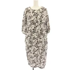 マリメッコ marimekko ワンピース 36 黒 ブラック グレー ピンク 花柄 総柄 五分袖 ひざ丈 /HN