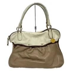 SAZABY(サザビー) ショルダーバッグ - ベージュ×アイボリー×ダークブラウン レザー