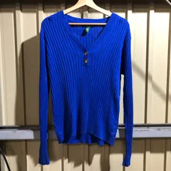 1529 LAULEN RALPH LAUREN セーター ブルー L ローレンラルフローレン ニット コットン リブ編み 古着卸 アメリカ仕入