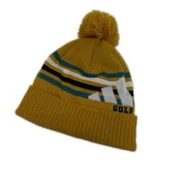 中古 アディダスゴルフ adidas GOLF ニット帽 フリー 57~60cm オレンジイエロー ボンボンニットキャップ ビーニー