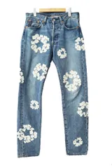 DENIM TEARS デニムティアーズ ×LEVI'S リーバイス 501 COTTON WREATH CHAIN STITCH コットン リース チェーン ステッチ デニム パンツ ジーンズ DT-S22-0000-010 W30 ☆AA★250622
