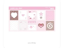 スイ様バレンタインデーダイアリーフレームステッカー模造紙パックまとめイチゴチョコダイアリーデコ