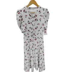 トッコクローゼット tocco closet パール釦 パワーショルダー ボウタイリボン チェリープリント ワンピース レディース JPN：M 