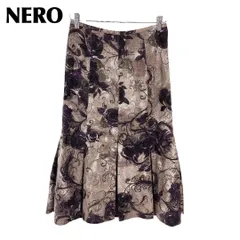 【美品】センソユニコ NERO 裾プリーツロングスカート 38 茶×紫 花柄