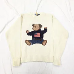 ヴィンテージ POLO RALPH LAUREN ポロベア ハンドニット セーター Lサイズ 90s