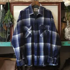 90s アメリカン ヴィンテージ シャツ チェック柄 ブルー フランネル ワークシャツ xl