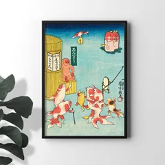 A3サイズ 歌川国芳 ポスター 金魚づくし さらいとんび 浮世絵 日本画 和風 アートポスター くによし (rossografico 31-100549_a3)