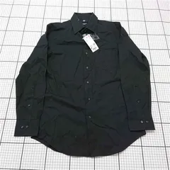 ◇ Θ ユニクロ UNIQLO スーパーノンアイロン スリムフィットシャツ 長袖 ブラック メンズ M E  【1511110039693】