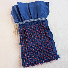 未使用★帯揚げ 唄絞り 紺 正絹 和装小物 成人式 振袖 カジュアル 211