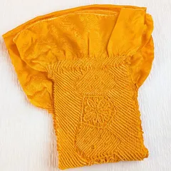 美品★帯揚げ 絞り 中抜き 正絹 オレンジ 和装小物 成人式 振袖 カジュアル 212