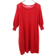 green label relaxing グリーンレーベルリラクシング 7分袖 ニット ワンピース レッド ユナイテッドアローズ レディース 古着