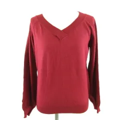 イング INGNI ニット セーター Vネック 長袖 赤 M *A82