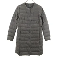 美品 UNIQLO ユニクロ ウルトラライト ダウンコート S グレー 収納袋付き レディース 古着