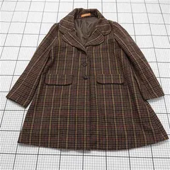 ◇ ⊇ フィント Fint チェック柄ウール混コート ブラウン系 レディース E  【1511120019227】