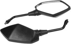 I'm so happy バイク スクーター ミラー サイドミラー 正ネジ 左右セット ポリゴンミラー (ブラック,  10mm)