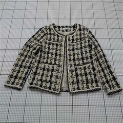 ◇ ⊇ ハンイーメイ Hanyimei ツイードノーカラージャケット Sサイズ レディース E  【1511120021442】