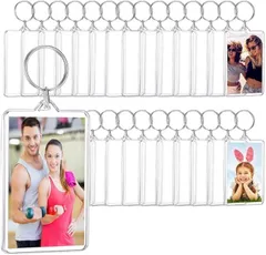 I'm so happy キーホルダー 写真 長方形 作成キット 手作り アクリルパーツ クリア フォトキーホルダー (30個,  約5.2cmx3.4cm)