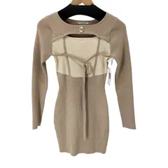 リップサービス LIP SERVICE デコルテオープンバイカラーリボンニットワンピース レディース import：S 