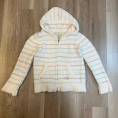 【228587】gelato pique ジェラートピケ  もこもこパーカー　アウター　ルームウエア　ボーダー　ポリエステル　ストレッチ　F  ・ ベージュ