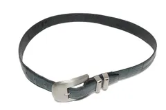 GIANNI VERSACE ジャンニ ヴェルサーチ クロコ型押し レザー ベルト ネイビー size 80 / 32 メンズ 当時物 ヴィンテージ