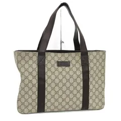 GUCCI トートバッグ GGスプリーム PVC レザー ブラウン ベージュ 141624