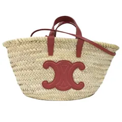 CELINE 2WAYハンドバッグ ティーン トリオンフ クラシック パニエ ラフィア レザー ベージュ ブラウン 194002