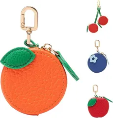 POPULAR MARKET コインケース レディース ミニ 小物入れ ポーチ 小さい キーホルダー おしゃれ 小銭 財布 果物柄 ブオレンジ 可愛い みかん ファッション アイテム (レッド)