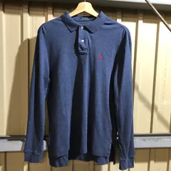 1534 POLO RALPH LAUREN 長袖ポロシャツ ネイビー M ポロラルフローレン ワンポイント 刺繍ロゴ ポロポニー 古着卸 アメリカ仕入