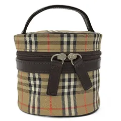 BURBERRY バニティバッグ ハンドバッグ ノバチェック レザー キャンバス ブラウン系 マルチカラー