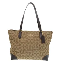 美品 コーチ シグネチャートートバッグ F29958 キャンバス レザー ブラウン トートバッグ 0696 COACH