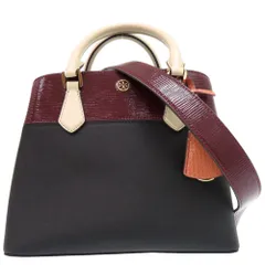 美品 トリーバーチ ロビンソン トリプルコンパートメントトートバッグ ブロックカラー 2WAY ROBINSON レザー ブラック 0613 Tory Burch