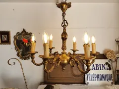 フランス アンティーク　ブロンズ　装飾　　シャンデリア　６灯　照明 　ライト　店舗